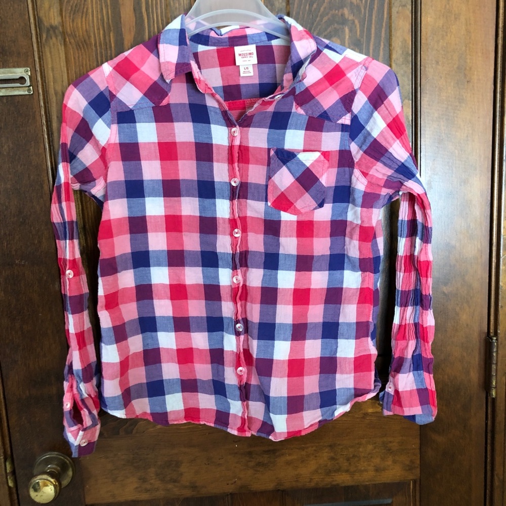 Pink/purple Plaid Button Down